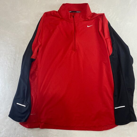 Nike Running Dri-Fit 1/4 Zip Long Sleeve Pullover Athletic Strech Red Mens XXL - Picture 1 of 9
